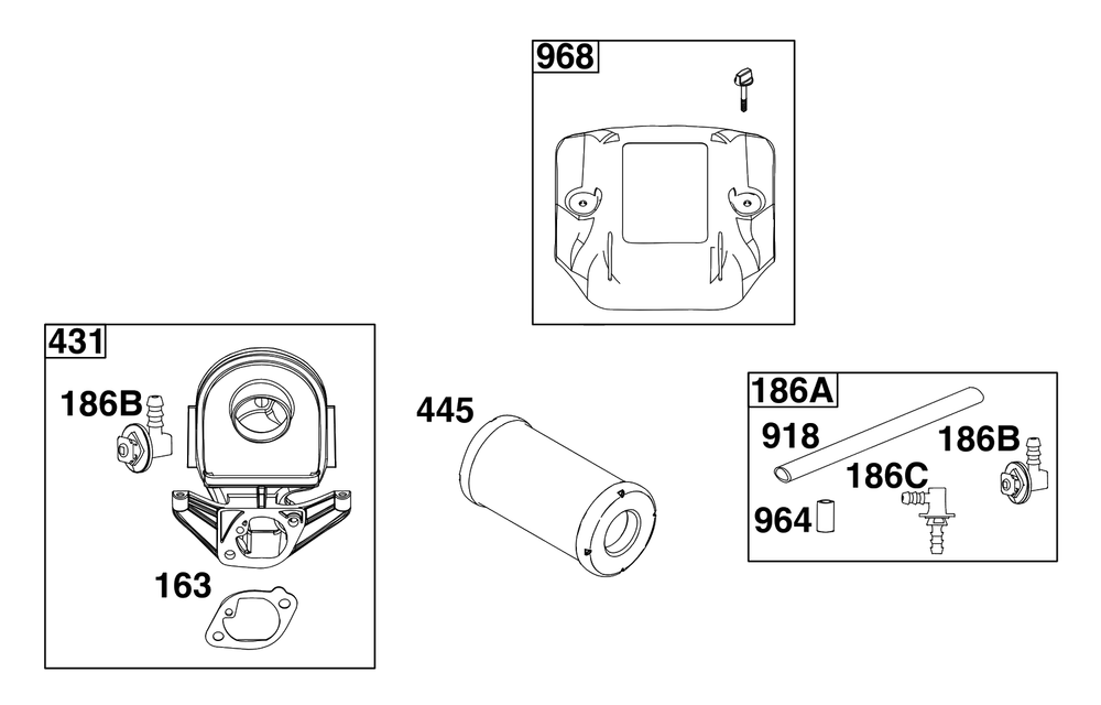 Air Cleaner Group Diagram and Parts List for 40N877-0070-B5  Briggs and Stratton Engine